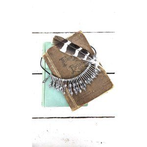 Silver toned metal arrow tribal choker necklace